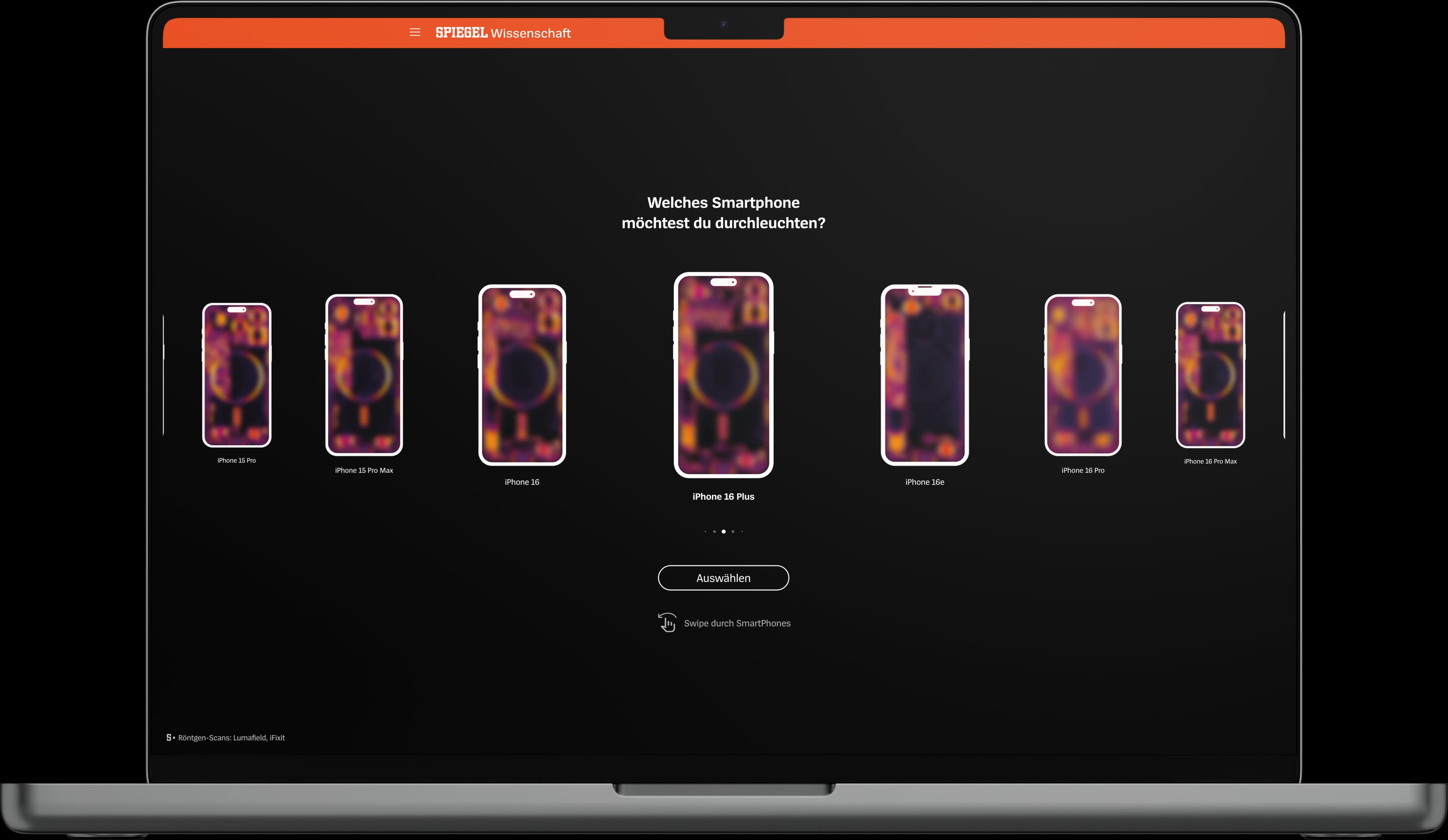 Selection of iPhone, Samsung Galaxy, and Fairphone models for the interactive smartphone analysis