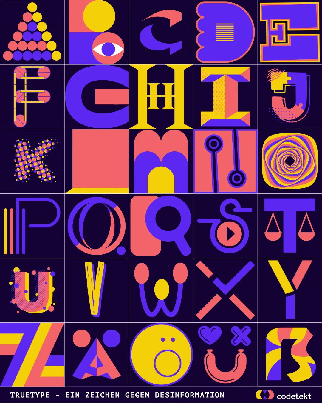 Animated overview of the complete True Type alphabet